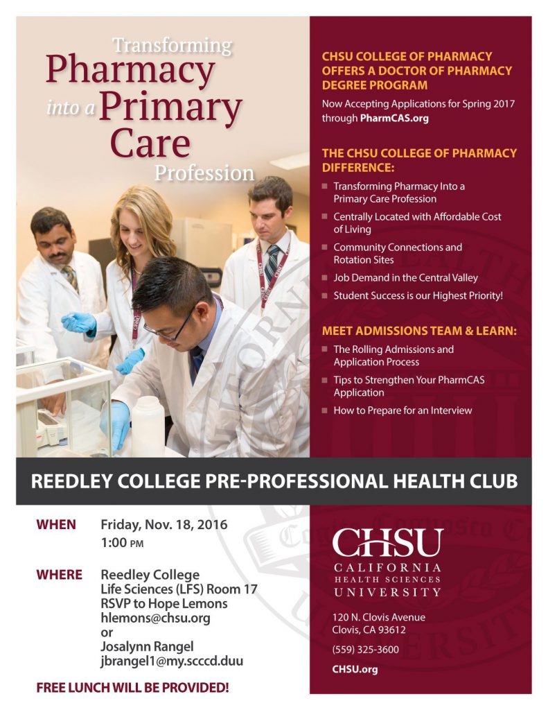 Reedley College PreProfessional Health Club California Health