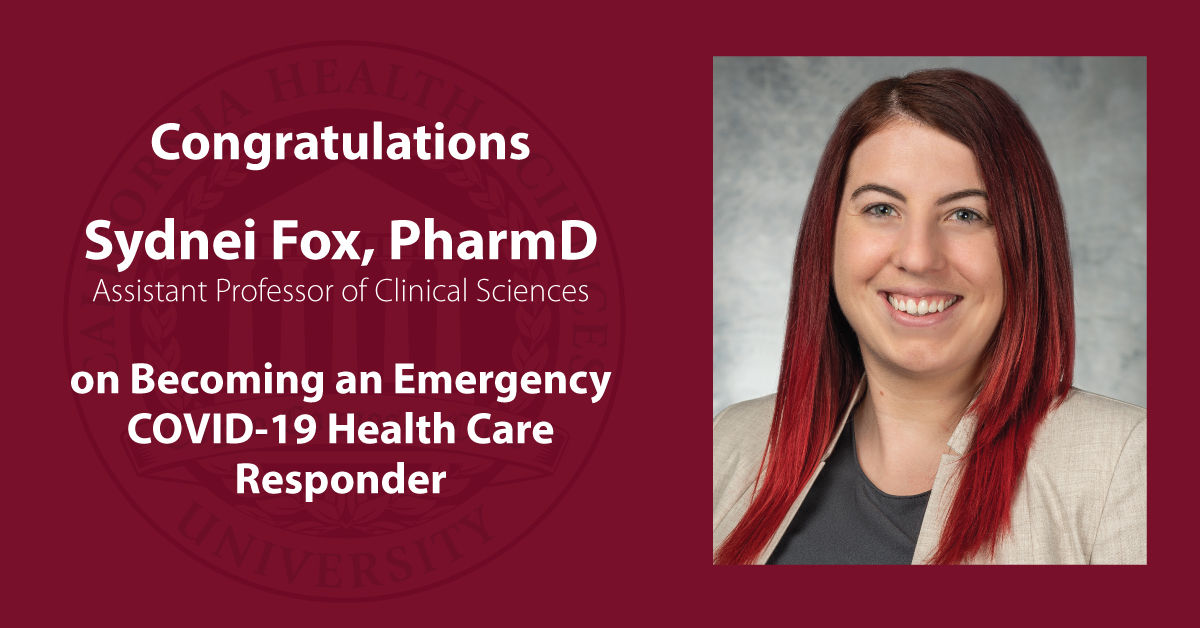 College of Pharmacy Faculty Member Becomes Emergency COVID-19 Health Care Responder