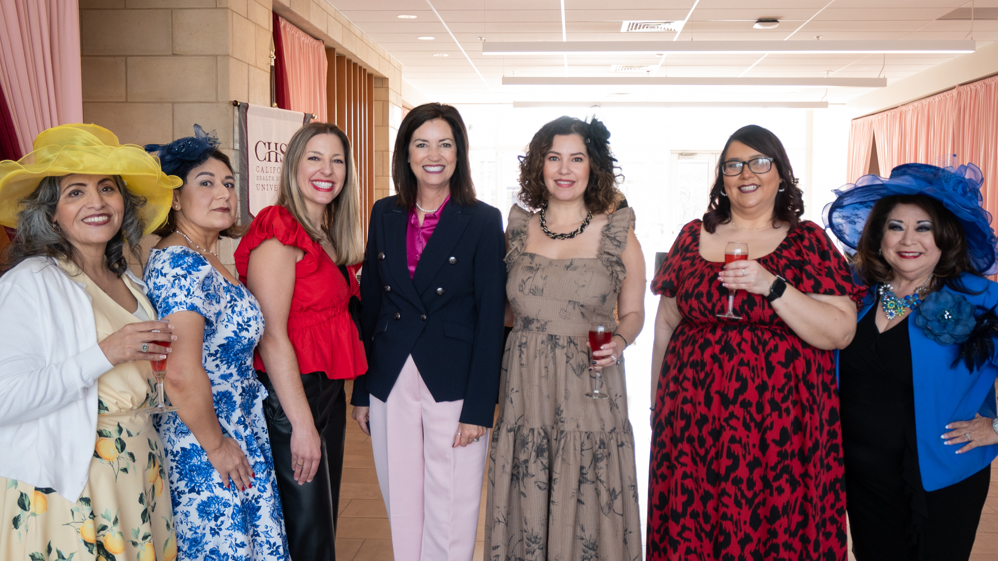 group photo of ladies on campus