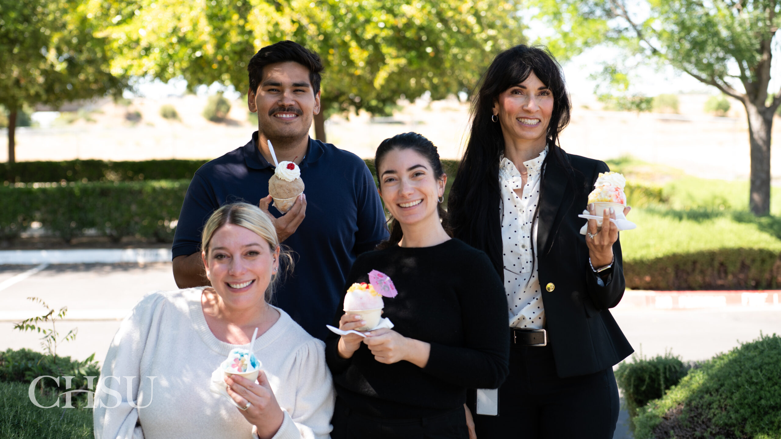 CHSU team members holding snow cones