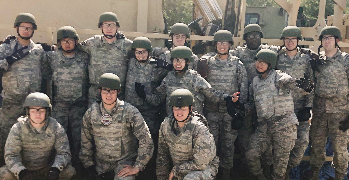 Thuytien Pham poses with her fellow Air Force Academy colleagues