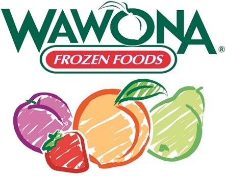 Wawona Frozen Foods logo with graphic of plum strawberry peach pear